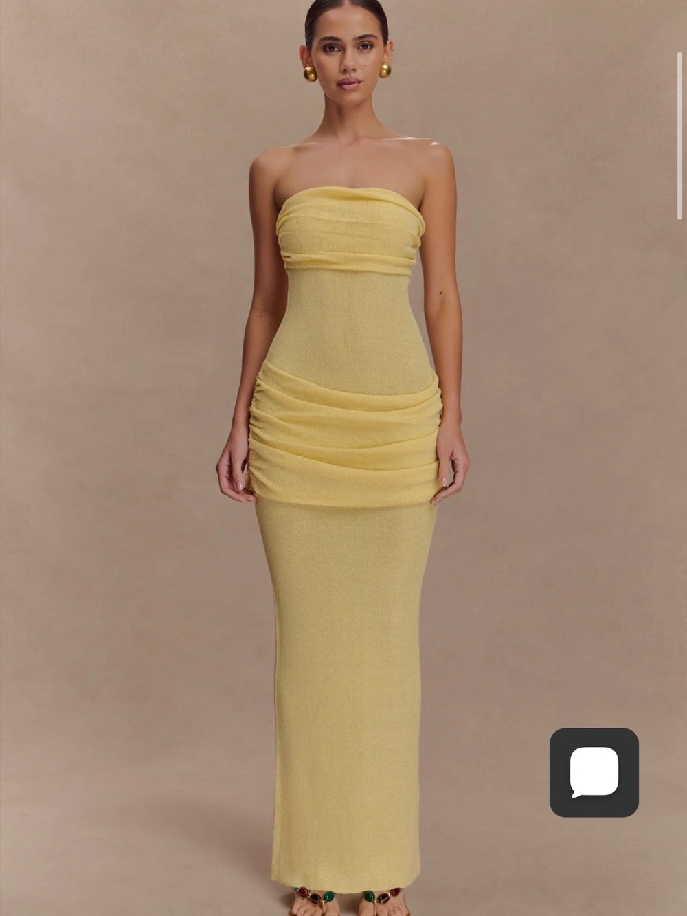 Meshki Strapless Butter Yellow Maxi Dress